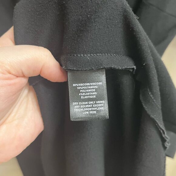 Lafayette 148 Black Jersey Knit Fit and Flare Mock Neck 3/4 Sleeve Dress SZ XL - Picture 4 of 5